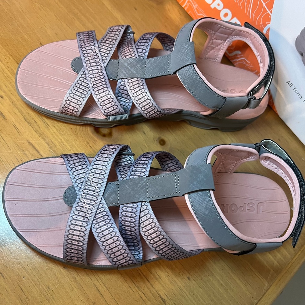 Jsport Kaia Women's Gray Pink Strappy Sport Sandals